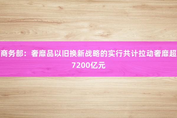 商务部:奢靡品以旧换新战略的实行共计拉动奢靡超7200亿元